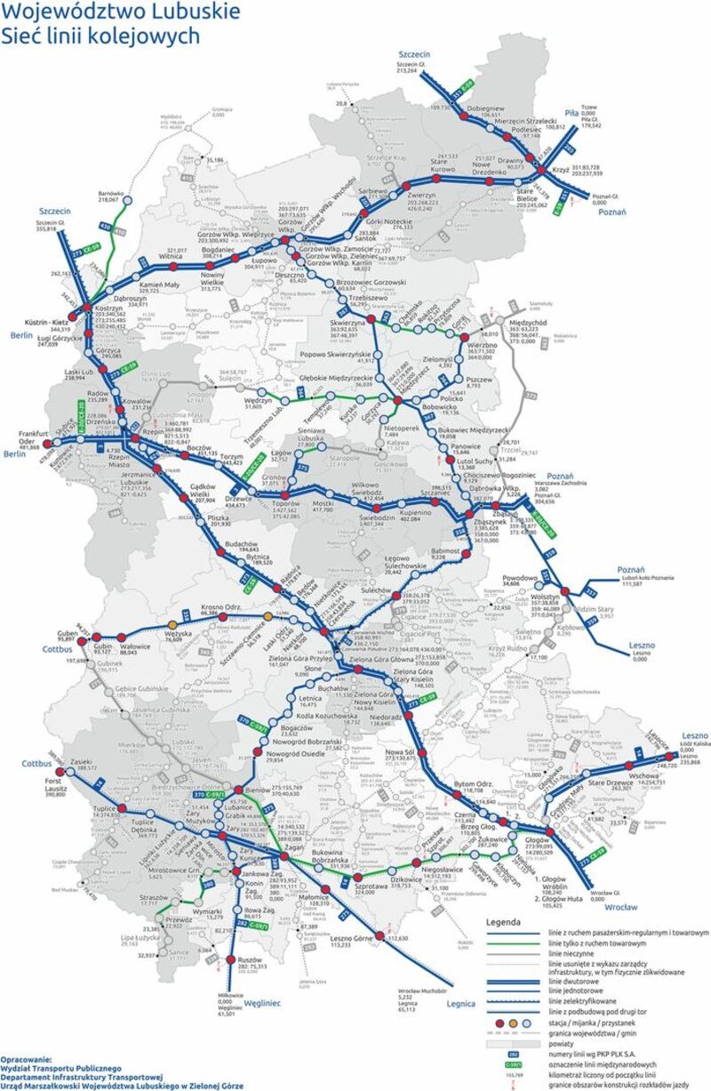 Mapa linii kolejowych 2025