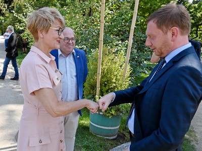 Marszałek Elżbieta Anna Polak z premierem Saksonii Michael Kretschmerem