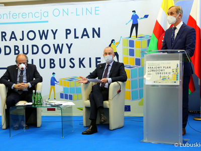W czwartek, 25 lutego br. odbyła się konferencja on-line pt. „Krajowy Plan Odbudowy – Lubuskie”, poświęcona Instrumentowi na Rzecz Odbudowy i Zwiększania Odporności, w ramach którego Polska otrzyma z Unii Europejskiej około 57 mld euro na dotacje i pożyczki.