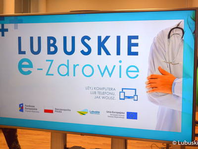 Slajd z powerpointa z napisem "Lubuskie e-Zdrowie"