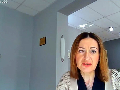 Konferencja prasowa nt. rozliczenia szpitali z NFZ oraz stanu epidemicznego w lubuskich lecznicach. Na zdjęciu prezes Lubuskiego Centrum Ortopedii w Świebodzinie (dawniej LORO), Elżbieta Kozak.