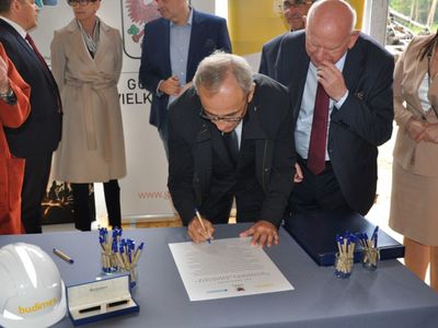 Wmurowanie aktu erekcyjnego pod budowę hali widowisko-sportowej w Gorzowie Wlkp.