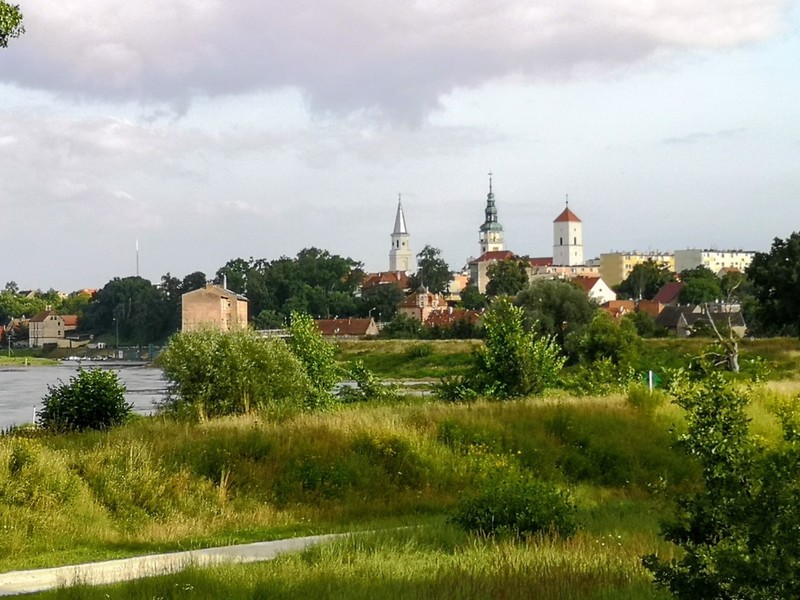 Bytom Odrzański - moje miasto. Nie trzeba wyjeżdżać, aby odpoczywać i podziwiać. Zdjęcie zrobione na wzniesieniu przy trakcie pruskim - widok na trzy wieże przy Odrze. Fot. Katarzyna Kurczyńska