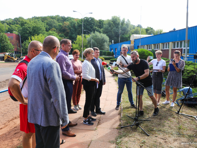 Konferencja prasowa na stadionie w Gorzowie Wielkopolskim