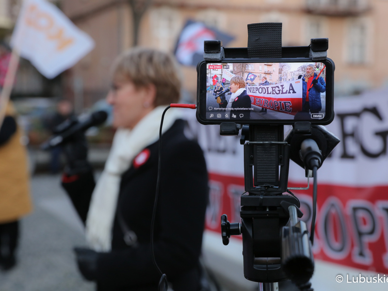 Marsz z okazji Narodowego Święta Niepodległości w Zielonej Górze pod hasłem "Niepodległa w Europie"