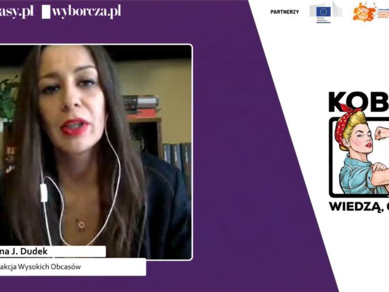 Anna J. Dudek podczas debaty na temat przemocy wobec kobiet