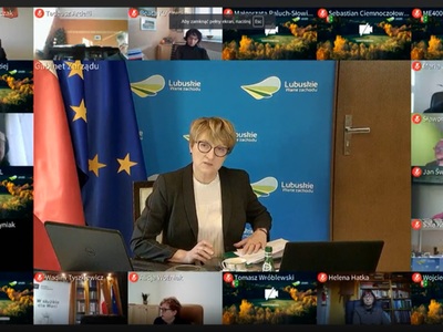 Monitor z uczestnikami XXXIX zwyczajnej sesji Sejmiku Województwa Lubuskiego 