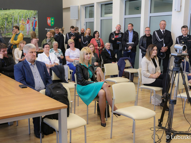 Uczestnicy konferencji prasowej dot. konkursu Lubuska Odnowa Wsi 2022.