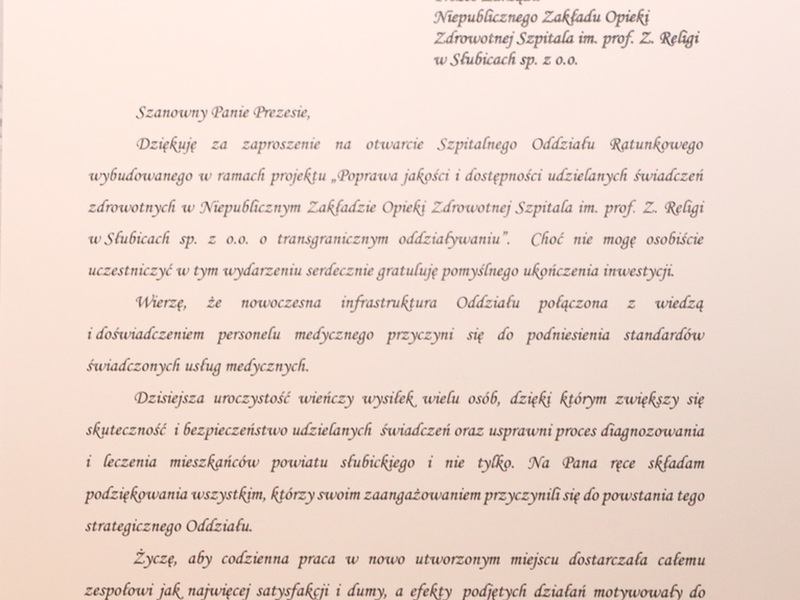 Otwarcie SOR w szpitalu w Słubicach