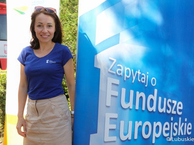 Alicja Strychalska z Głównego Punktu Informacyjnego Funduszy Europejskich w Zielonej Górze do łączyła do akcji zbiórki krwi 