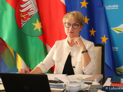 Marszałek Województwa Lubuskiego Elżbieta Anna Polak w trakcie debaty online pt. Polskie regiony wobec nowej rzeczywistości.