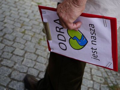 18 sierpnia 2022 r. Pikieta przed Sądem Rejonowym w Zielonej Górze w sprawie działań rządu wobec katastrofy ekologicznej na Odrze