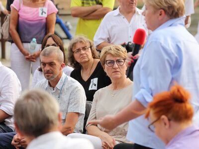 19 sierpnia 2022 r. Spotkanie z Donaldem Tuskiem w Krośnie Odrzańskim na temat katastrofy ekologicznej w Odrze