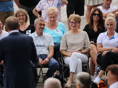 19 sierpnia 2022 r. Spotkanie z Donaldem Tuskiem w Krośnie Odrzańskim na temat katastrofy ekologicznej w Odrze