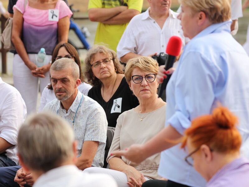 19 sierpnia 2022 r. Spotkanie z Donaldem Tuskiem w Krośnie Odrzańskim na temat katastrofy ekologicznej w Odrze