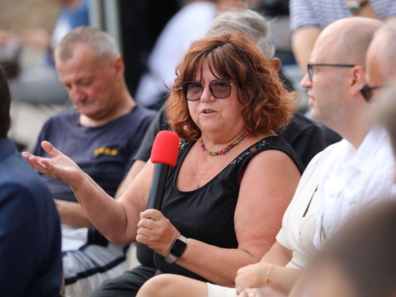 19 sierpnia 2022 r. Spotkanie z Donaldem Tuskiem w Krośnie Odrzańskim na temat katastrofy ekologicznej w Odrze