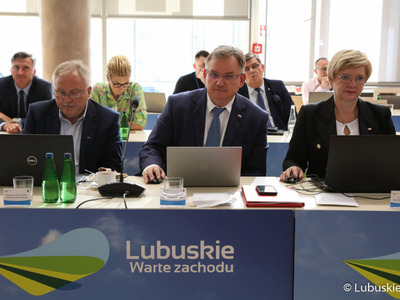 Radni wojewódzcy podczas październikowej sesji Sejmiku Województwa Lubuskiego  (od lewej): Bogusław Motowidełko, Marek Surmacz oraz Zofia Dajczak 