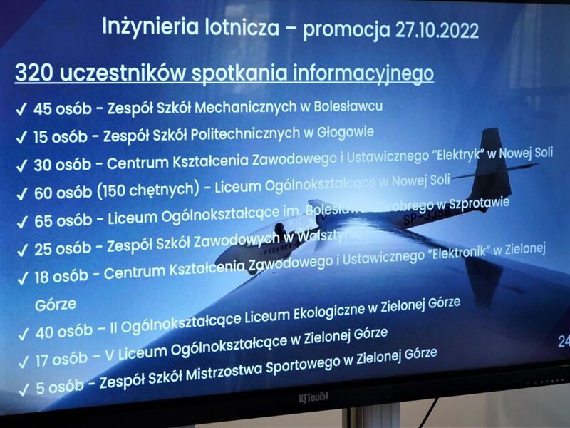 27 października 2022 r. Dzień promocyjny nowego kierunku kształcenia na UZ - Inżynierii Lotniczej - w siedzibie Wydziału Mechanicznego Uniwersytetu Zielonogórskiego