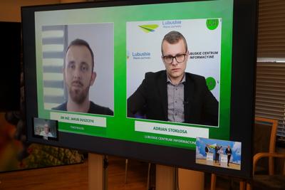 11 sierpnia 2023 r. Sala Prasowa w Urzędzie Marszałkowskim Województwa Lubuskiego w Zielonej Górze. Konferencja prasowa na temat dezinformacji ws. pożaru w zielonogórskim Przylepie.