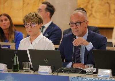 Marszałek Województwa Lubuskiego Elżbieta Anna Polak oraz Członek Zarządu Woj. Lubuskiego Marcin Jabłoński 