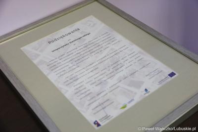 Podziękowania dla Uniwersytetu Zielonogórskiego