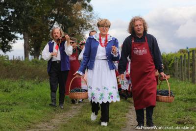 Uczestnicy VIII Winobrania na Winnicy Samorządowej w Zaborze