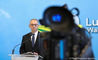 Briefing prasowy Marszałka Województwa Lubuskiego Marcina Jabłońskiego oraz Wojewody Lubuskiego Marka Cebuli