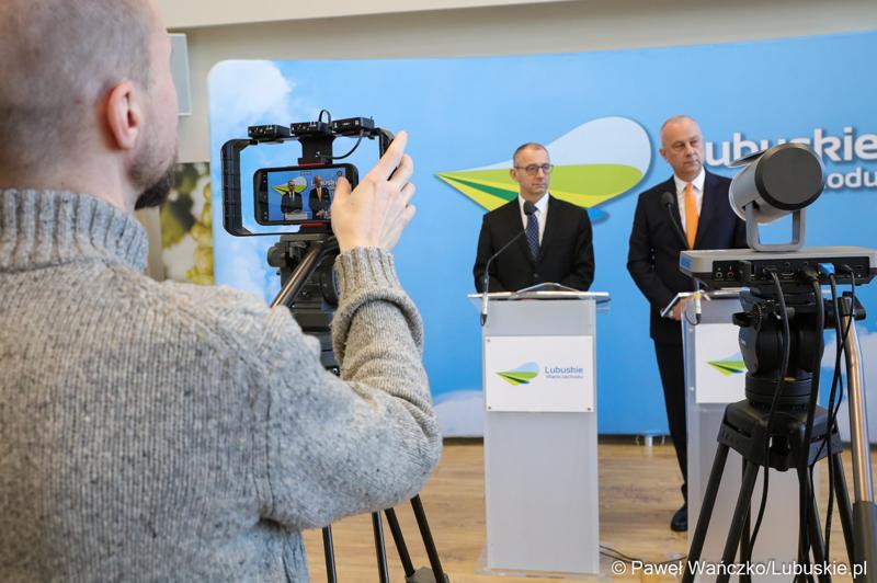 Briefing prasowy Marszałka Województwa Lubuskiego Marcina Jabłońskiego oraz Wojewody Lubuskiego Marka Cebuli