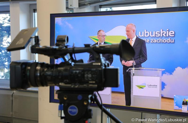 Briefing prasowy Marszałka Województwa Lubuskiego Marcina Jabłońskiego oraz Wojewody Lubuskiego Marka Cebuli