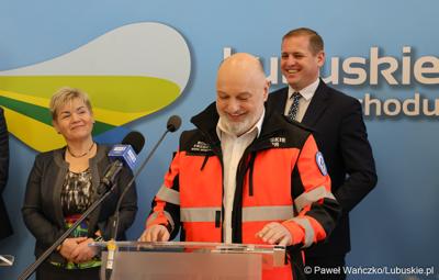 Uczestnicy konferencji prasowej w Sali Prasowej Urzędu Marszałkowskiego Województwa Lubuskiego