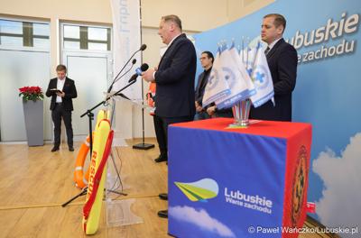 Uczestnicy konferencji prasowej w Sali Prasowej Urzędu Marszałkowskiego Województwa Lubuskiego