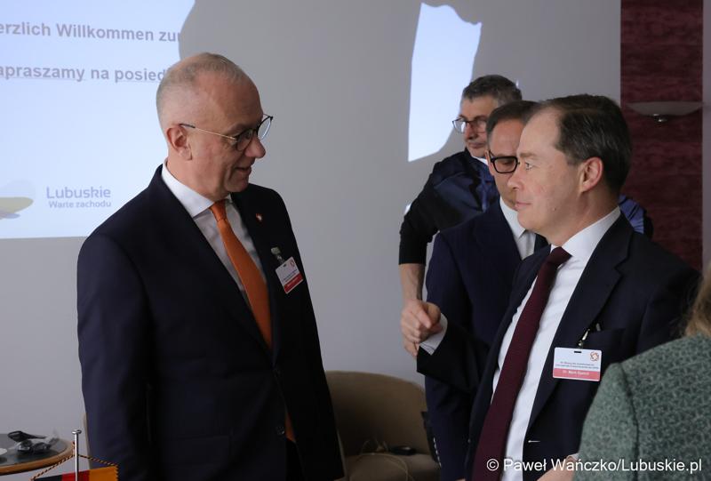 Marszałek Województwa Lubuskiego Marcin Jabłoński i Współprzewodniczący strony niemieckiej dr Mark Speich przed 48. obradami Komitetu ds. Współpracy Międzyregionalnej Polsko-Niemieckiej Komisji Międzyrządowej ds. Współpracy Regionalnej i Przygranicznej w Görlitz