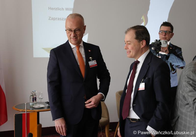 Marszałek Województwa Lubuskiego Marcin Jabłoński i Współprzewodniczący strony niemieckiej dr Mark Speich przed 48. obradami Komitetu ds. Współpracy Międzyregionalnej Polsko-Niemieckiej Komisji Międzyrządowej ds. Współpracy Regionalnej i Przygranicznej w Görlitz