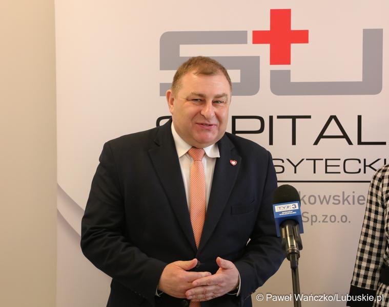 Uczestnicy konferencji prasowej w Szpitalu Uniwersyteckim w Zielonej Górze
