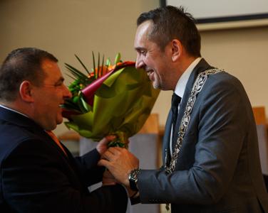 Uroczysta Sesja Rady Miasta w Rektoracie Uniwersytetu Zielonogórskiego, podczas której zaprzysiężony został prezydent Zielonej Góry Marcin Pabierowski.
