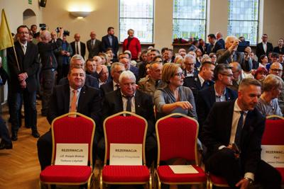 Uroczysta Sesja Rady Miasta w Rektoracie Uniwersytetu Zielonogórskiego, podczas której zaprzysiężony został prezydent Zielonej Góry Marcin Pabierowski.