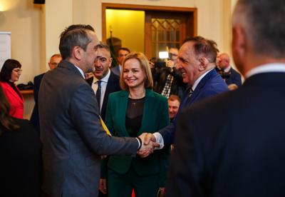 Uroczysta Sesja Rady Miasta w Rektoracie Uniwersytetu Zielonogórskiego, podczas której zaprzysiężony został prezydent Zielonej Góry Marcin Pabierowski.