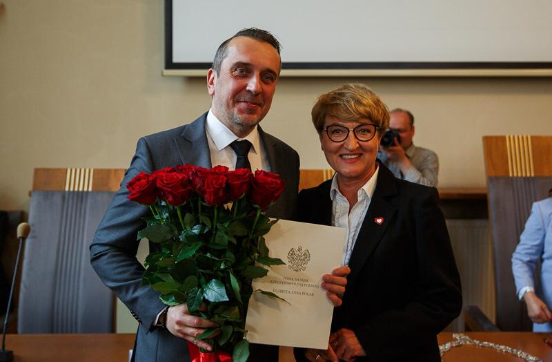 Uroczysta Sesja Rady Miasta w Rektoracie Uniwersytetu Zielonogórskiego, podczas której zaprzysiężony został prezydent Zielonej Góry Marcin Pabierowski.