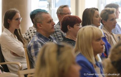 Uczestnicy konferencji pt. „Lubuska rewitalizacja” w Sali Kolumnowej Sejmiku Województwa Lubuskiego w Zielonej Górze