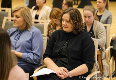 Uczestnicy szkolenia dla beneficjentów programu Interreg w Sali Kolumnowej Urzędu Marszałkowskiego Województwa Lubuskiego w Zielonej Górze
