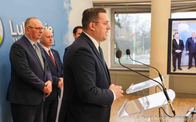 Uczestnicy konferencji prasowej przed Debatą Rolną 2025 w Urzędzie Marszałkowskim