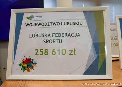 Uczestnicy konferencji prasowej związanej z rozstrzygnięciem przez Zarząd Województwa Lubuskiego otwartego konkursu ofert na wsparcie realizacji zadań publicznych w obszarze kultury fizycznej