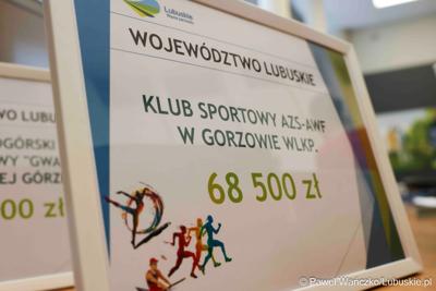 Uczestnicy konferencji prasowej związanej z rozstrzygnięciem przez Zarząd Województwa Lubuskiego otwartego konkursu ofert na wsparcie realizacji zadań publicznych w obszarze kultury fizycznej