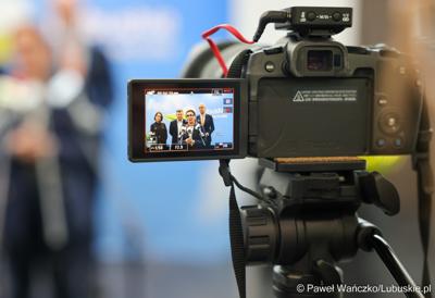 Uczestnicy konferencji prasowej zapowiadającej Święto Województwa Lubuskiego w Gorzowie Wlkp.