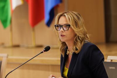 Przewodnicząca Sejmiku Województwa Lubuskiego Anna Synowiec podczas XI zwyczajnej sesji Sejmiku Województwa Lubuskiego 
