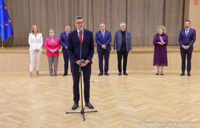 Spotkanie nowego marszałka województwa lubuskiego Sebastiana Ciemnoczołowskiego, wraz z całym Zarządem Województwa, z pracownikami Urzędu Marszałkowskiego