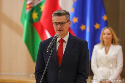 Spotkanie nowego marszałka województwa lubuskiego Sebastiana Ciemnoczołowskiego, wraz z całym Zarządem Województwa, z pracownikami Urzędu Marszałkowskiego