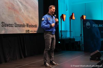 Polski astronauta Europejskiej Agencji Kosmicznej Sławosz Uznański-Wiśniewski w Parku Technologii Kosmicznych w Zielonej Górze-Nowym Kisielinie 
