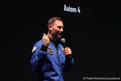 Polski astronauta Europejskiej Agencji Kosmicznej Sławosz Uznański-Wiśniewski w Parku Technologii Kosmicznych w Zielonej Górze-Nowym Kisielinie 