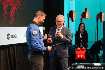 Spotkanie z polskim astronautą projektowym Europejskiej Agencji Kosmicznej Sławoszem Uznańskim-Wiśniewskim w Parku Technologii Kosmicznych w Zielonej Górze-Nowym Kisielinie 